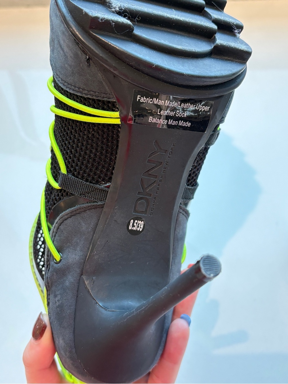 Black & Neon Green High Heel Sneaker - Picture 6 of 6